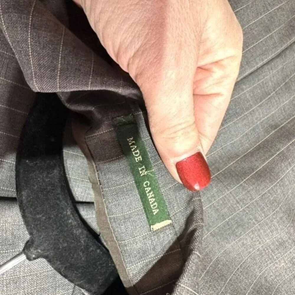 Vintage Ralph Lauren Men’s Double Breasted Blazer Wool Pinstripe‎ Gray Size 44L